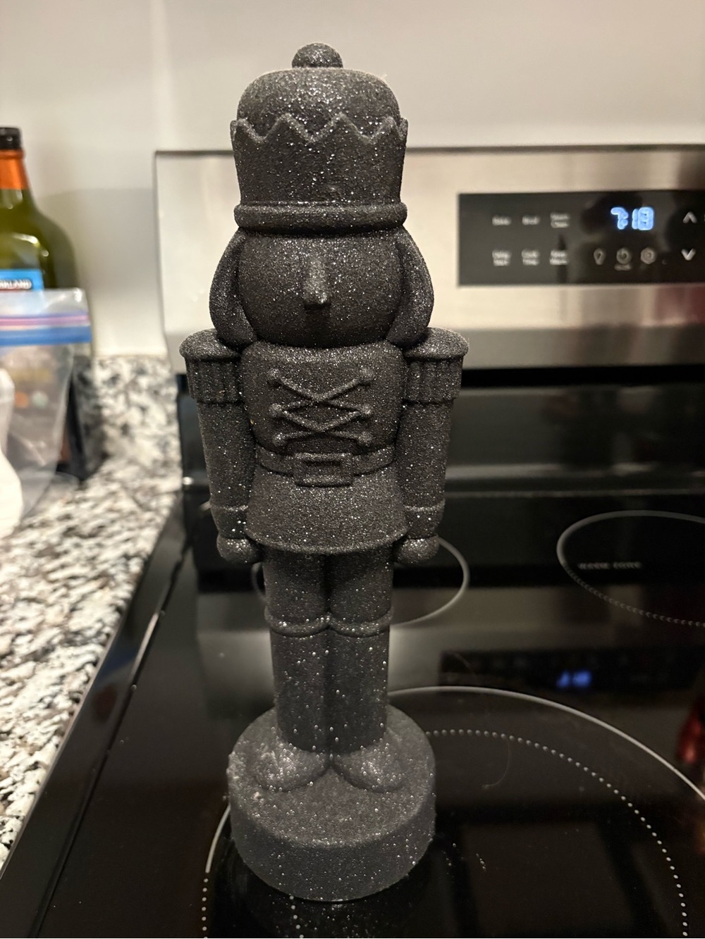 Black Glitter Nutcracker Figurine